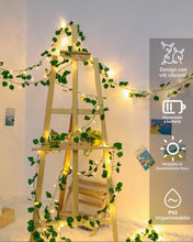 Carica l'immagine nel visualizzatore di Gallery, Dalugo Edera, catena luminosa a batteria, 2 m, 20 LED, edera, artificiale, con catena luminosa interna, verde, con timer