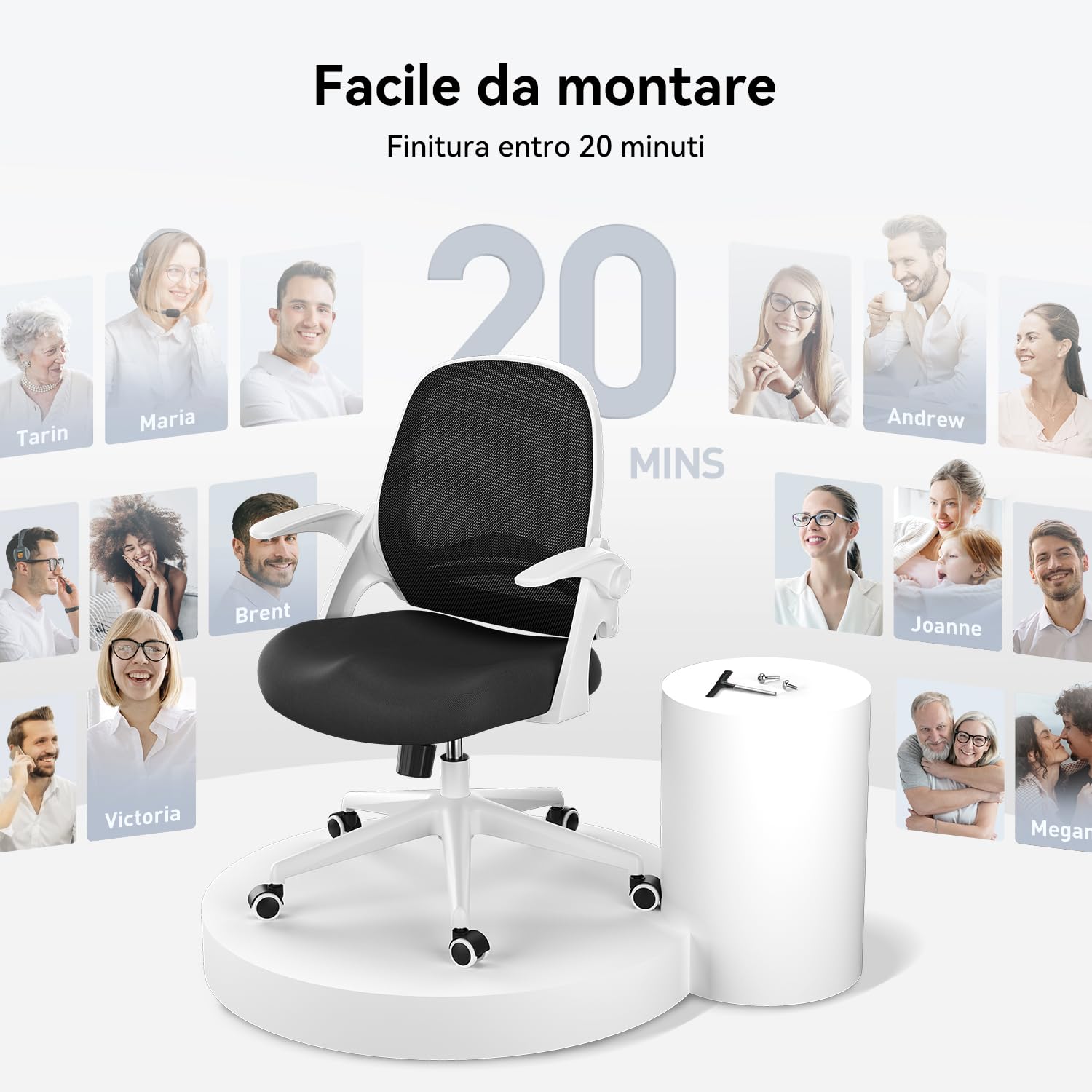 Hbada J1 Sedia da ufficio ergonomica, poltrona da ufficio con