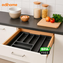 Carica l'immagine nel visualizzatore di Gallery, edihome, Portaposate da Cassetto, Porta Posate Espandibile, Regolabile, con 6-8 Scomparti, senza BPA, per Utensili da Cucina (Nero)