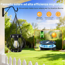 Carica l'immagine nel visualizzatore di Gallery, Lanterna Solare da Esterno, Metallo Impermeabile, LED Bianco Caldo, Accensione/Spengimento Automatico, Lanterna Decorati