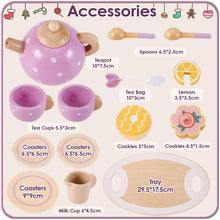 Carica l&#39;immagine nel visualizzatore di Gallery, AOLEVA Set da Tè Giocattoli in Legno, Set Cucina Legno Bambini Accessori Cucina Giocattolo Servizio da Tè Gioco di Imitazione Regalo per Bambini Bambina 3 4 5 Anni