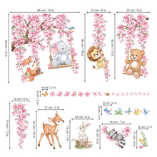 Carica l'immagine nel visualizzatore di Gallery, wondever Adesivi Murali Animali Foresta Ramo Albero Rosa Adesivi Parete