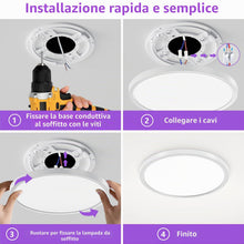 Carica l'immagine nel visualizzatore di Gallery, Plafoniera Led Soffitto, 24W 2160LM Lampada da Soffitto con Telecomando, Moderno 3000K-6500K 7 RGB Colore Plafoniere da 