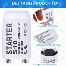 Carica l'immagine nel visualizzatore di Gallery, 10 Pezzi Starter S10 4-80W 200-240V Starter per Lampade Neon Longlife Starter Tubo Fluorescente Avviamento per Lampade L