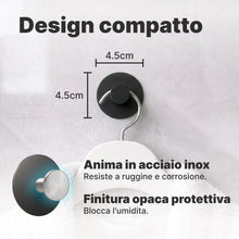 Carica l'immagine nel visualizzatore di Gallery, Minismus Set 6 Ganci Adesivi, Pomello Rotondo, senza Fori, Nero Satinato