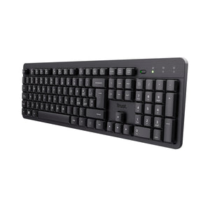 Trust Ody II Tastiera Wireless Silenziosa Layout Italiano QWERTY, Tasti a Profilo Ribassato, Resistente agli Schizzi, Ricevitore USB 2.4GHz, Tastiera PC Senza Fili, Keyboard per Laptop, Mac - Nero
