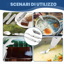 Carica l'immagine nel visualizzatore di Gallery, 1 Set Posate Pieghevole, Utensile 4-in-1 Con Coltello, Forchetta, Cucchiaio E Apribottiglie, Ideale Per Viaggio, Picnic,