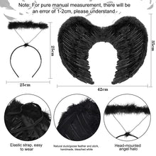 Carica l&#39;immagine nel visualizzatore di Gallery, Bluelves Ali ed Aureolas, Halloween Ali d&#39;Angelo, Ali Angelo Nero, per Feste in Maschera, Carnevale, Halloween, Nero