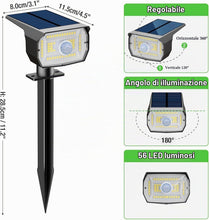 Carica l'immagine nel visualizzatore di Gallery, nipify 2 Pezzi Faretti Solari a Led da Esterno Giardino con Sensore di Movimento, [56LED/3 Modes] Lampade da Giardino Po