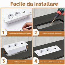 Carica l'immagine nel visualizzatore di Gallery, Multipresa da Tavolo a Scomparsa, Presa da Incasso con 2 Prese e 2 USB, Cavo da 1,5 m, per Piano di Lavoro, Tavolo da Co
