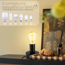 Carica l'immagine nel visualizzatore di Gallery, 2 Pezzi Lampada da Comodino Retro con Interruttore a Cavo, Attacco E27, Lampada da Tavolo Vintage, Portalampada E27, Sup