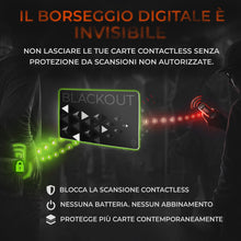 Carica l'immagine nel visualizzatore di Gallery, AKIELO BLACKOUT RFID Protection Card – Scheda Blocco RFID Anti-Frode Ultra Sottile – Proteggi Carte di Credito Contactle