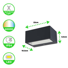 Carica l'immagine nel visualizzatore di Gallery, LUTEC Outdoor LED moderno Up Down Wall Light, lampada da parete esterna in alluminio antiruggine, 1230LM 4000K Cool Whit