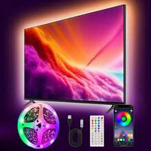 Carica l'immagine nel visualizzatore di Gallery, Liwqolx Striscia LED TV 3 metri, RGB TV Lights Backlight Behind for 45-65 Inch TV, Music Sync Bluetooth APP and Remote Control TV LED Strip Lights USB Powered for Bedroom/Gaming