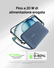 Carica l'immagine nel visualizzatore di Gallery, Belkin BoostCharge Power Bank 10000mAh con Cavo USB-C Integrato - Blu