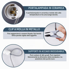 Carica l'immagine nel visualizzatore di Gallery, Confezione da 2 Lampade a Pinza: Supporto per Lampada LED E27, Lampada a Pinza con Collo di Cigno e Interruttore, Lampad