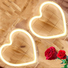 Carica l'immagine nel visualizzatore di Gallery, Segno del Heart Led 2 pezzi,Lampada al neon a forma di cuore d'amore di San Valentino alimentata a batteria per Matrimon