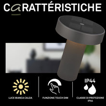 Carica l'immagine nel visualizzatore di Gallery, BRILONER - Poga lampada da tavolo senza fili, pannello solare, touch dimmer continuo, ip44, cavo usb-c, lampada solare d