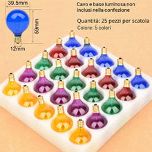 Carica l'immagine nel visualizzatore di Gallery, Lampadina Di Ricambio G40, 25 Pezzi, 7 W, 2200 K, Luce Bianca Calda, Lampadina Edison, E12, Per Balcone, Veranda, Feste,