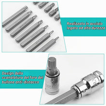 Carica l'immagine nel visualizzatore di Gallery, 40 Pezzi Cacciavite Torx Bussola Kit, Include Punta Capo di Prugna, Esagonali e Spline, Bussole per Avvitatore con Unità