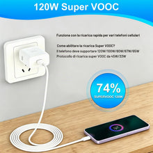 Carica l'immagine nel visualizzatore di Gallery, Caricatore Rapido 120W SUPER VOOC con Cavo USB C 1.5M 8A