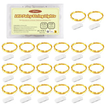 Carica l'immagine nel visualizzatore di Gallery, Luci LED a Batteria, 20 Pezzi Luci Stringa 1M Filo di Rame con 10 LEDs Catena Luminosa Natale per Esterni e Interni, Cas