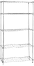 Carica l&#39;immagine nel visualizzatore di Gallery, Amazon Basics Scaffaliera a 5 ripiani, altezza dei ripiani e piedini di livellamento regolabili, peso massimo 680 kg, Cromo, 36 D x 91 W x 183 H cm