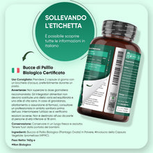 Carica l'immagine nel visualizzatore di Gallery, Bucce di Psillio Biologiche, 180 Capsule Vegane, 1400mg per Dose, 3 Mesi