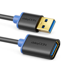 Carica l'immagine nel visualizzatore di Gallery, deleyCON 3,0m USB 3.0 Super Speed Prolunga - Connettore a Presa - Tecnologia USB 3.0 Super Speed fino a 5 Gbit/s - Nero/