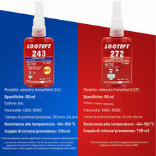 Carica l'immagine nel visualizzatore di Gallery, Frenafiletti Blu &amp; Rosso 2×50 ml – Frenafiletti Medio e Alta Resistenza, Colla Anaerobica per Filettature Metalliche, Da