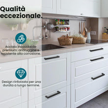 Carica l'immagine nel visualizzatore di Gallery, Vortix 15 maniglie per mobili in acciaio inox nero opaco, distanza tra i fori di 160 mm, design moderno, per mobili da c