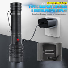 Carica l'immagine nel visualizzatore di Gallery, Torcia LED Ricaricabile 90000 lumen, Torcia LED Potente Tattica Ad Alto Lumen, Torcia Ad Alta Potenza, Super Luminosa, R