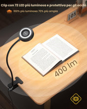 Carica l'immagine nel visualizzatore di Gallery, Glocusent Lampada da Lettura 72 LED, Luce da Lettura-3 Colore e 5 Luminosità, USB Lampada con Pinza con luce notturna am