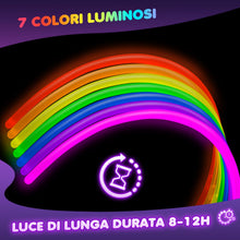 Carica l'immagine nel visualizzatore di Gallery, Ziitty Braccialetti Luminosi Fluorescenti , 7 colori Fluo Party Kit Bambini Adulti Starlight 100 Glow Sticks e Connettori per Bracciali Occhiali Gadget per Comleanno Feste Carnevale Capodanno Pasqua
