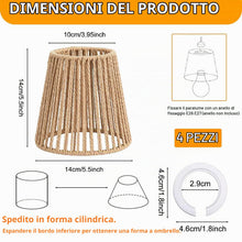 Carica l'immagine nel visualizzatore di Gallery, Set 4 Paralume Sospensione in Rattan Boho E27, 14x10x14 cm Paralume per Lampada da Tavolo e Terra, Paralume Intrecciato 