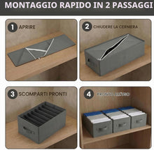 Carica l'immagine nel visualizzatore di Gallery, edihome, Organizer Armadio con Divisori per Cassetti, Contenitori Salvaspazio per Vestiti e Jeans, Organizzatore Pieghevole per Magliette e Biancheria (Pack 3 unità - 8 Divisori - Grigio scuro)