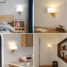 Carica l'immagine nel visualizzatore di Gallery, E27 Applique da Parete Interno Legno con Ovale Paralume di Tessuto