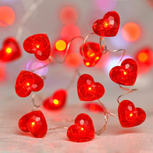 Carica l'immagine nel visualizzatore di Gallery, KATELUO Catena Luminosa a Forma di Cuore, 3 Metri Luci di Stringa di Cuore Lucine LED Decorative a Batteria, LED Stringa