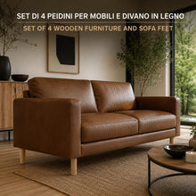 Carica l'immagine nel visualizzatore di Gallery, IPEA 4x Piedini in Legno per Mobili e Divani - Altezza 140 mm – [ DESIGN MINIMAL ED ELEGANTE ] - Set di 4 Piedi in Legno