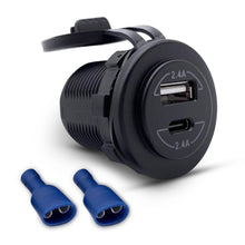 Carica l'immagine nel visualizzatore di Gallery, Offgridtec presa USB auto 12V/24V con copertura a ribalta, ricarica rapida (5V 2,4A USB-A + USB-C), caricatore da pannel