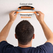 Carica l'immagine nel visualizzatore di Gallery, JANDEI – Confezione da 4 faretti LED da incasso rotondi, 18W, 1500 lumen, extrapiatti 13 mm, foro di montaggio Ø200-205 
