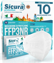 Carica l'immagine nel visualizzatore di Gallery, 10 Mascherine FFP3 Made in Italy Bianche Senza Valvola in Bustina Sigillata