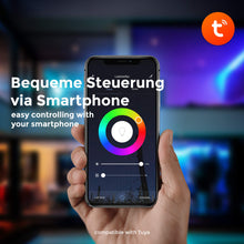 Carica l'immagine nel visualizzatore di Gallery, B.K.Licht Striscia LED Smart RGB, 2m, App, Wi-Fi, alimentazione USB, cambia colore con lo smartphone, adesiva, accorciab