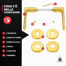 Carica l'immagine nel visualizzatore di Gallery, Maniglie Porte Interne a Leva in Alluminio con Rosetta 45 mm – Coppia con Set Completo di Accessori per Porte in Legno, 