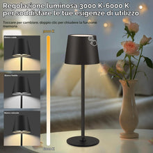 Carica l'immagine nel visualizzatore di Gallery, SQUADO - Lampada da Tavolo LED Senza Fili Touch, Ricaricabile USB, Dimmerabile con Memoria, 3 Temperature Colore, Nero