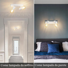 Carica l'immagine nel visualizzatore di Gallery, Klighten Faretti da Soffitto Orientabili Bianco con 2 Attacco E27, Vintage Industriale Plafoniera 2 Luci Interno, lampad