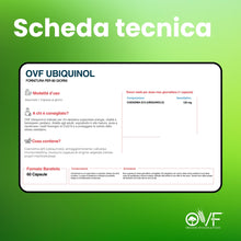 Carica l'immagine nel visualizzatore di Gallery, OVF Coenzima Q10 Attivo Ubiquinolo 120mg, 60 Capsule Vegetali, per Vitalità e Benessere, Coenzyme Q10 Integratore Alta B