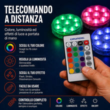 Carica l'immagine nel visualizzatore di Gallery, Grundig Faretto senza fili, set di 3 pezzi, faretto a LED con telecomando, illuminazione RGB con cambio di colore, faret