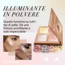 Carica l&#39;immagine nel visualizzatore di Gallery, Palette Illuminante Viso Make Up Polvere - Prime Glow Highlighter Makeup Bronzer Palette - 4 Colori Satinati Altamente Pigmentati Con Specchio - Vegano, Non Testato Sugli Animali