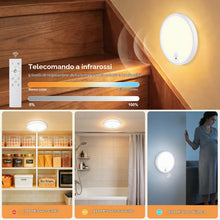 Carica l'immagine nel visualizzatore di Gallery, Lampada da soffitto a batteria con sensore di movimento, lampada da soffitto LED wireless per interni, dimmerabile con b